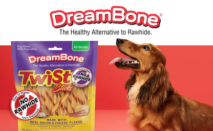 DreamBone Chicken Wrapped Twist Stick Rawhide-Free Dog Treats, 50 Count