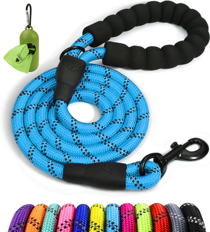 Taglory Rope Dog Leash for Medium Large Dogs, 6 FT Padded Handle, Black