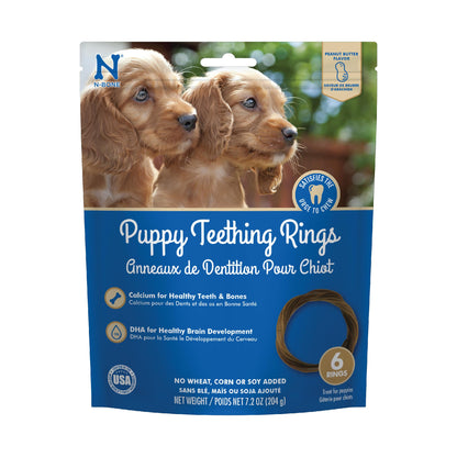 N-Bone Puppy Teething Rings, Chicken Flavor, Natural Puppy Teething Chews & Chew Treats, Helps Soothe Teething Gums, Calcium Enriched, 6 Rings