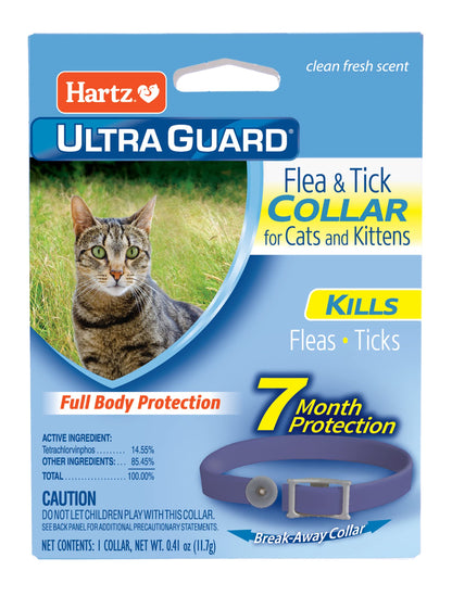 Hartz UltraGuard Flea & Tick Collar for Cats and Kittens, 7 Month Flea and Tick Protection and Prevention, White