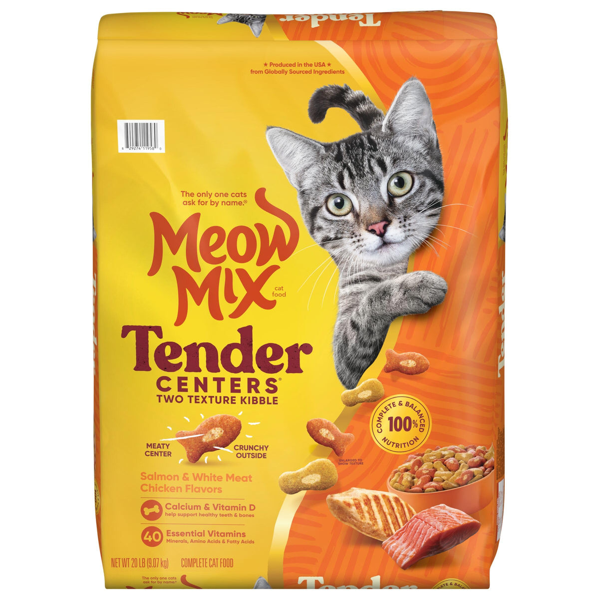 Meow Mix Tender Centers, Dry Cat Food, Beef & Salmon Flavors, 14.2 lb. Bag
