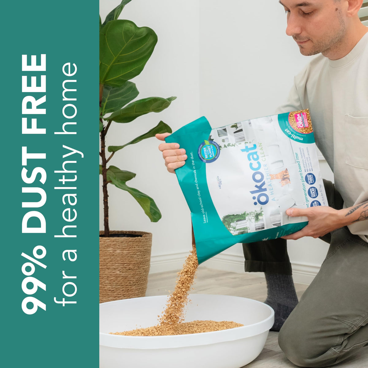 ökocat Low Tracking Natural Wood Clumping Cat Litter, Odor Control 14 Lbs
