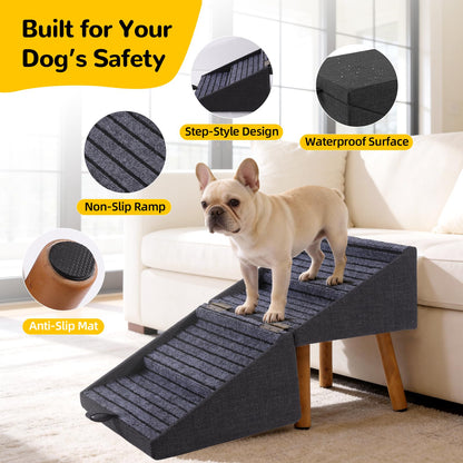 Dog Stairs for Small Dogs Faux Leather Foldable Pet Ramp and Ottoman