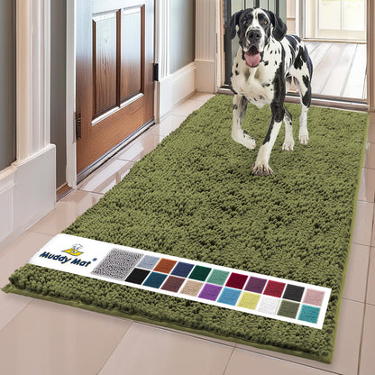 Muddy Mat® | Super Water Absorbent Door Mat Indoor, Microfiber Quick Dry Chenille Entryway Rug, Slip Resistant Front Door Mat, Indoor Mats for Entryway, Machine Washable Pet Rug, Beige 24"x36"
