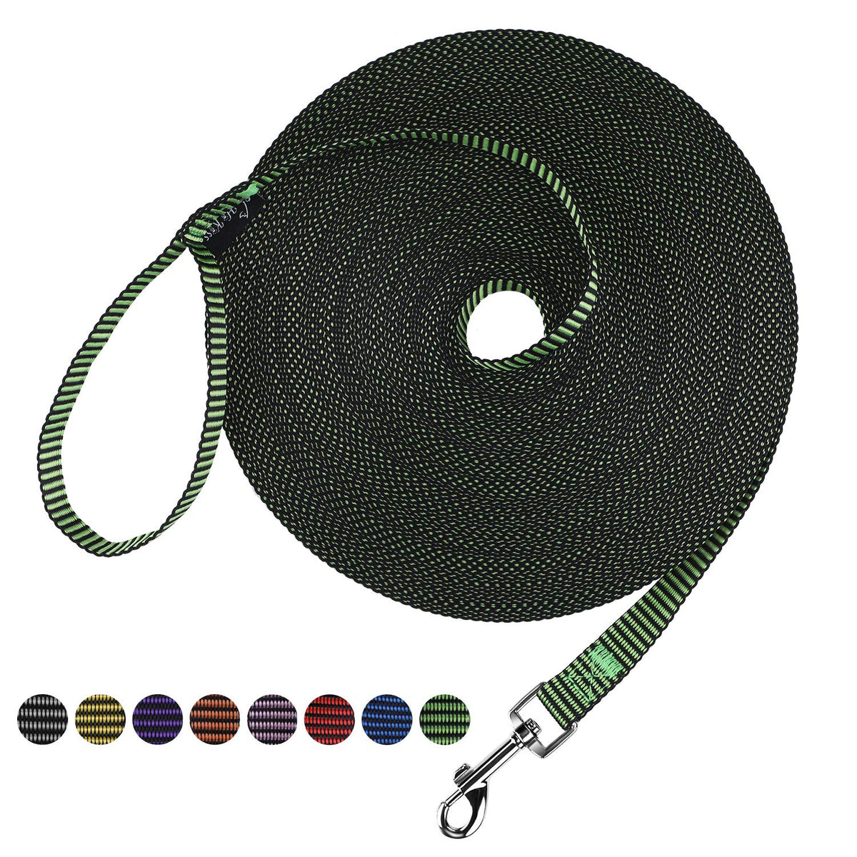 Hi Kiss Dog/Puppy Obedience Recall Training Agility Lead - 15ft 20ft 30ft 50ft 100ft Leash Great for Training, Play, Camping, or Backyard Black