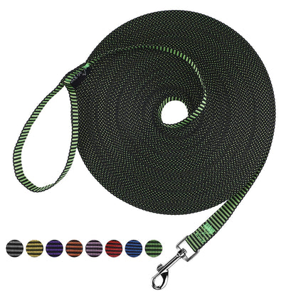 Hi Kiss Dog/Puppy Obedience Recall Training Agility Lead - 15ft 20ft 30ft 50ft 100ft Leash Great for Training, Play, Camping, or Backyard Black
