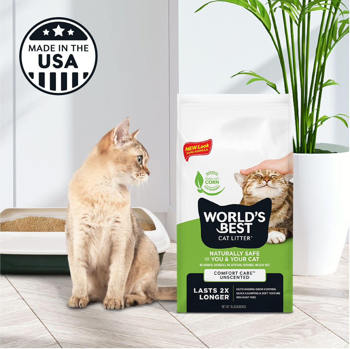 World's Best Cat Litter, Comfort Care, Unscented, Odor Control, 15 lb Bag