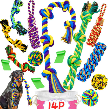 SHARLOVY Large Tough Chew Toys for Aggressive Chewers, 9 Pack Dog Rope Toys