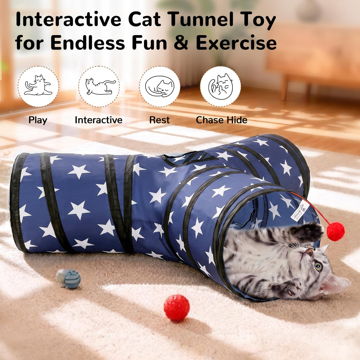 Tempcore Pet Tunnel Tube Cat Toys, Cat Tunnels for Indoor Cats