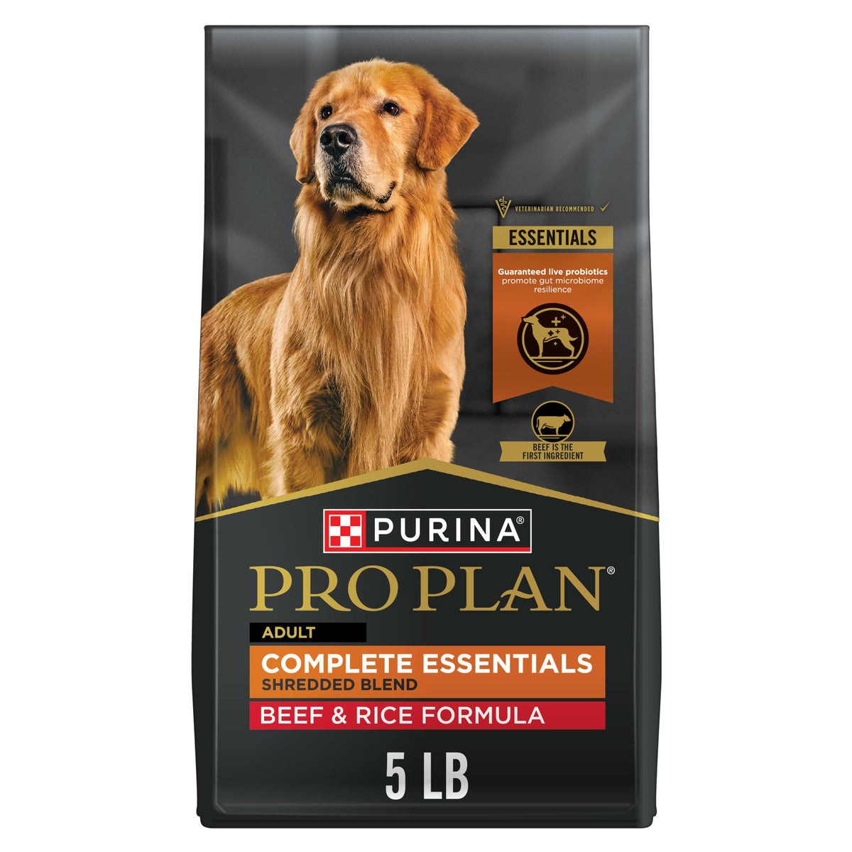 Purina Pro Plan Complete Essentials Beef & Rice Dry Dog Food, 35 lb Bag