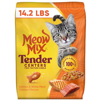 Meow Mix Tender Centers, Dry Cat Food, Beef & Salmon Flavors, 14.2 lb. Bag