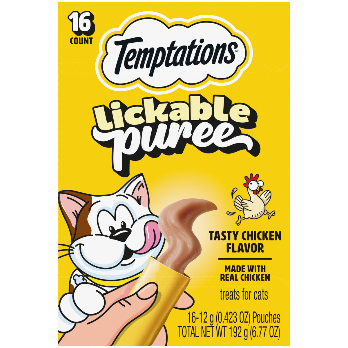 Temptations Creamy Puree Cat Treats, Chicken, Salmon & Tuna, 24 Count