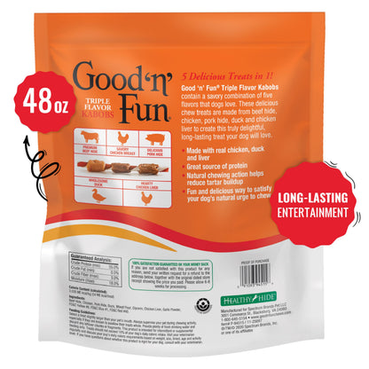 Good 'n' Fun Kabobs Long-Lasting Dog Treat Made With Real Protein, 24 oz