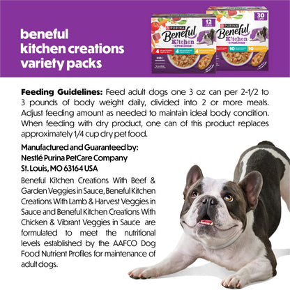 Beneful Purina Kitchen Creations Wet Dog Food in Sauce, Lamb, (12) 3 oz Can