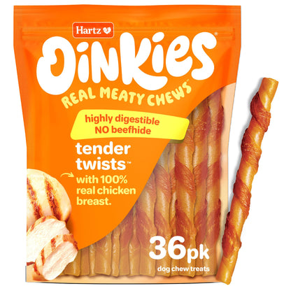 Hartz Oinkies Tender Twirls + Collagen Rawhide‑Free Dog Chews, 20 Count, 9.5 Ounce (Pack of 12)