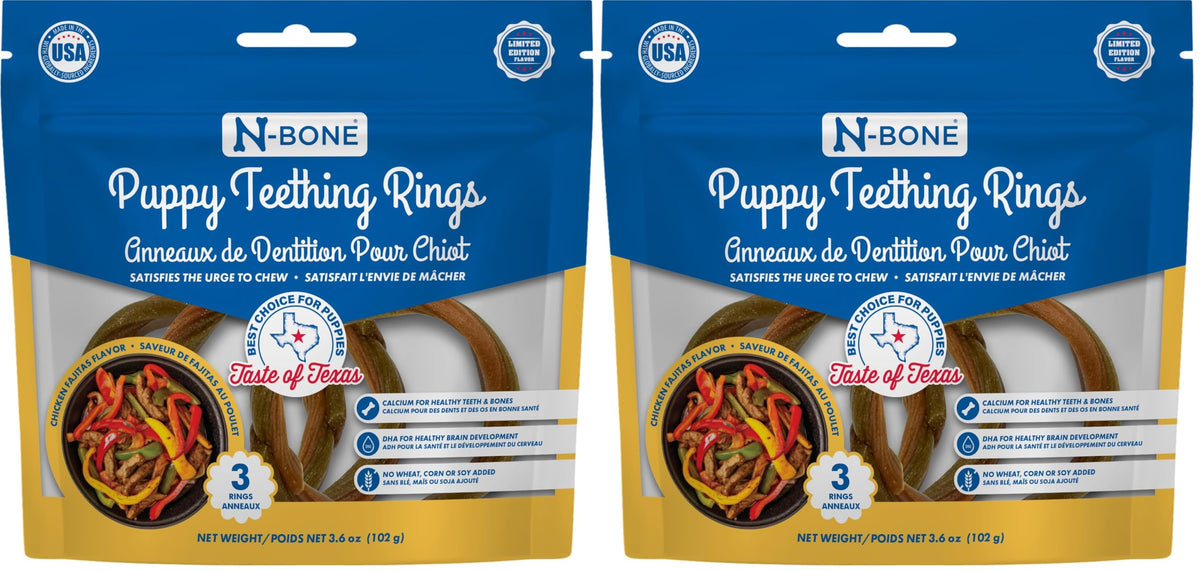 N-Bone Puppy Teething Rings, Chicken Flavor, Natural Puppy Teething Chews & Chew Treats, Helps Soothe Teething Gums, Calcium Enriched, 6 Rings