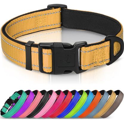 Joytale Reflective Dog Collar, Adjustable Neoprene Padded, Purple M