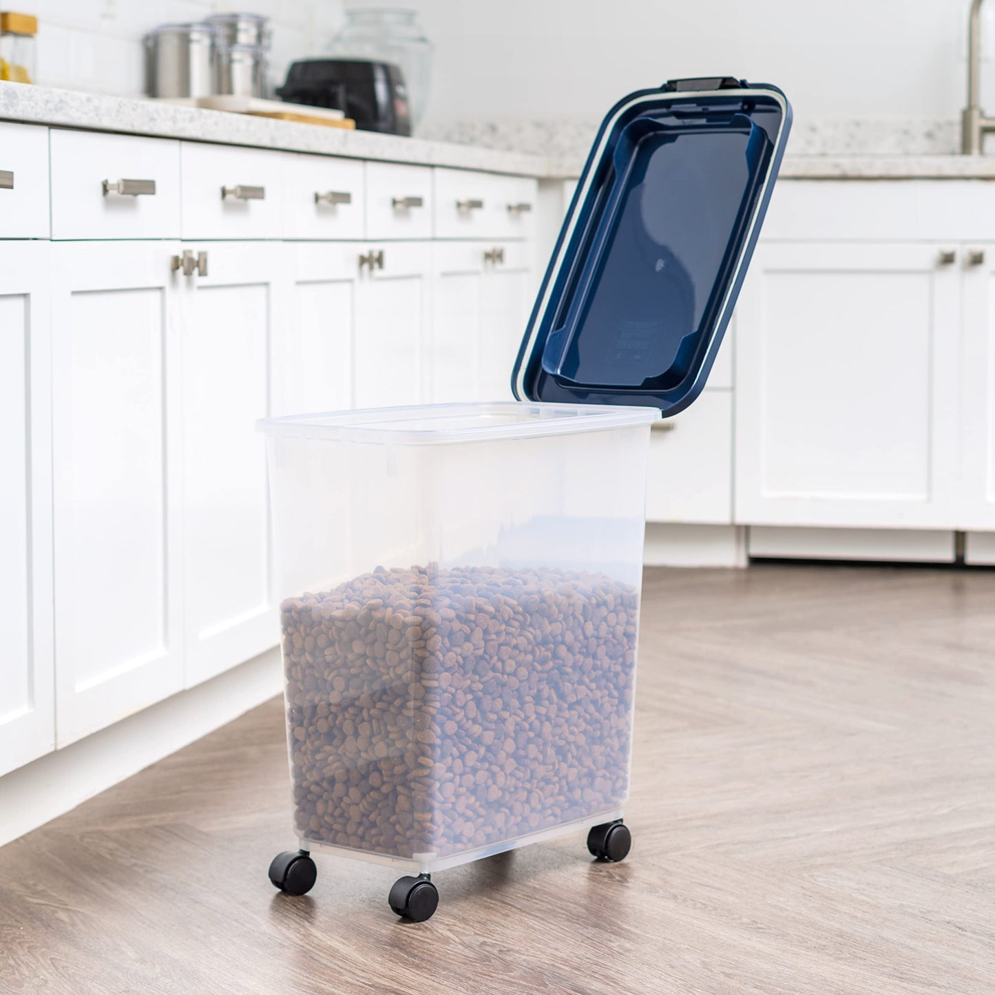IRIS USA Dog Food Storage Container, Up to 10 lbs, Clear/Gray, Made in USA