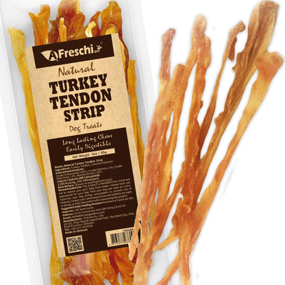 AFreschi Turkey Tendon Dog Treats for Small Dogs, Strips, 10 oz