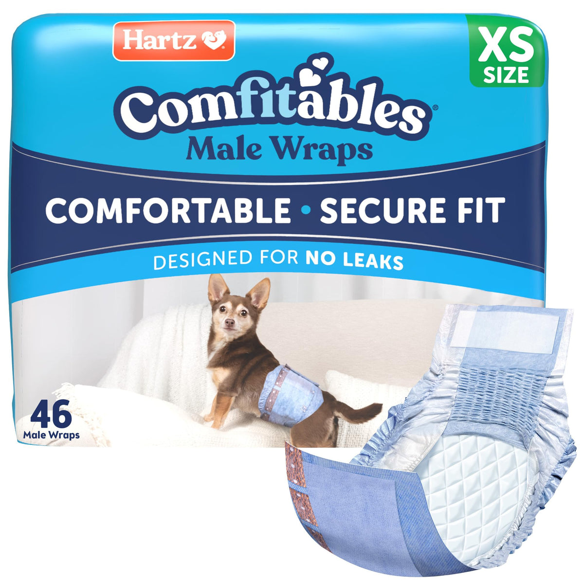 Hartz Comfitables Disposable Male Dog Wraps Stretchy Waistband, M 36 Count