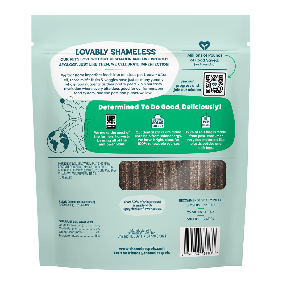 Shameless Pets Blueberry & Mint Dental Chews for Dogs, 8 Chews - Natural Dog Teeth Cleaning Treats with Fresh Breath Benefits | Grain-Free Dental Sticks for Small, Medium & Large Dogs (Pack of 6)