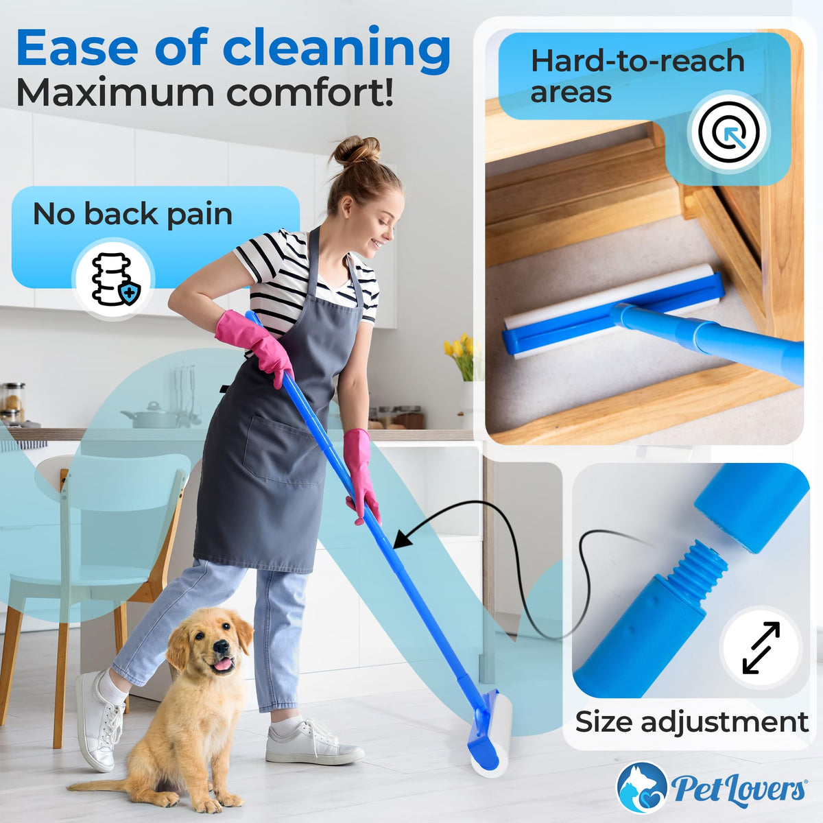 PetLovers Extra Sticky Lint Roller Mega Value Set 450 Sheets for Pet Hair Removal and Clothes, Dog and Cat Lint Remover 5 Pack