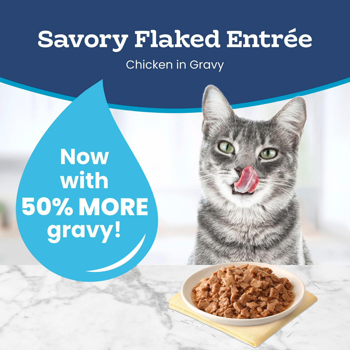 Blue Buffalo Tastefuls Wet Cat Food, Made with Natural Ingredients, Tuna and Chicken Flaked Entrées in Gravy, 3oz Cans, 4-Count Variety Pack Trial Size