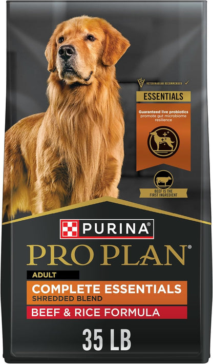 Purina Pro Plan Complete Essentials Beef & Rice Dry Dog Food, 35 lb Bag