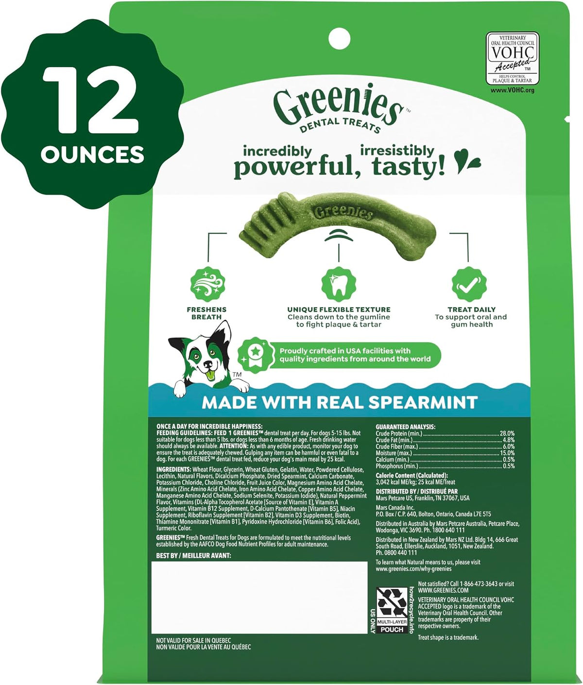 Greenies Teenie Natural Dental Dog Treats, Fresh Mint Flavor, 43 Count