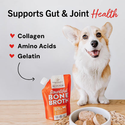 Stella & Chewy's Premium Cage-Free Chicken Bone Broth for Dogs - Joint & Gut Health Support Liquid Food Topper with Collagen & Turmeric, 16 Fl Oz Resealable Pouch