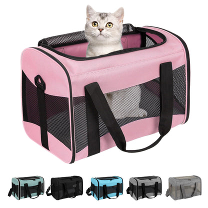 Cat Dog Carriers Soft-Sided Pet Carrier Large Cats for Medium Big Cat Small Dog Puppy up to 16lbs TSA Airline Approved Animal Collapsible Cat Carrier Carriers Travel Carrier Cat Bag (17x11x11)