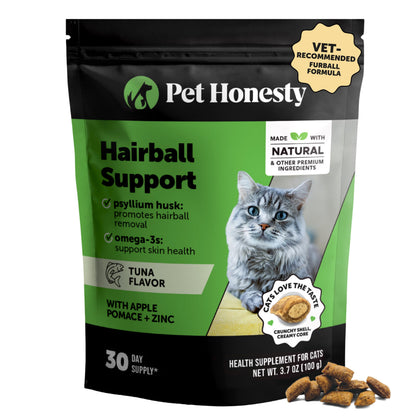 Cat Hairball Remedy Treats - Dual Texture Crunchy Creamy Hairball Treatment for Cats, Furball Relief Control Supplement with Fiber, Fish Oil for Indoor Cats Skin Coat Digestion (90-Day Supply)