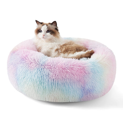 Bedsure Calming Small Dog Bed Donut Washable Cat＆Puppy Bed,23 inches Camel