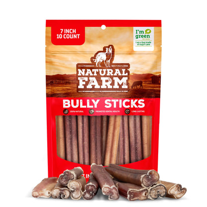 Natural Farm Odor-Free Bully Sticks (6 Inch, 25 count),1.3 lb. Bag, Fully Digestible 100% Beef Pizzle Chews,Grass-Fed, Non-GMO,Grain-Free, Natural Long-Lasting Chews for Small & Large Dogs. Pack of 25