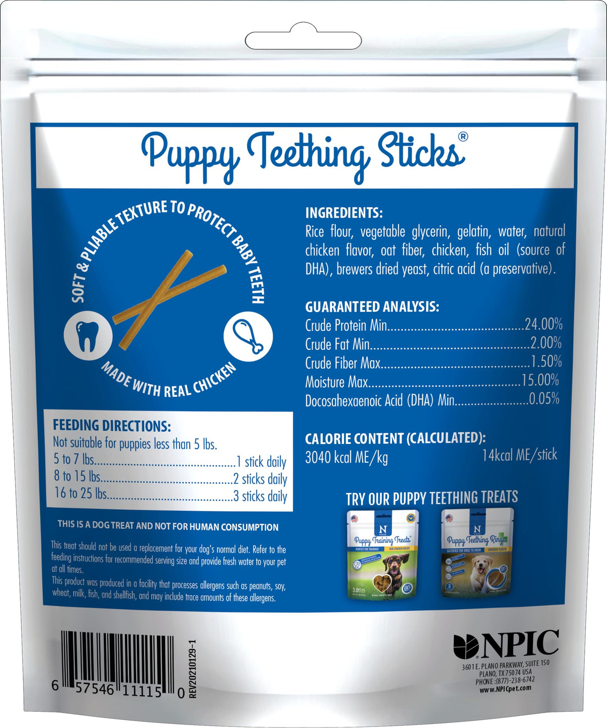 N-Bone Puppy Teething Sticks, Peanut Butter Flavor, Natural Puppy Chew Sticks & Teething Treats, SQF Certified, Made with Rice Flour for Easy Digestion, Calcium Enriched (3.7oz)