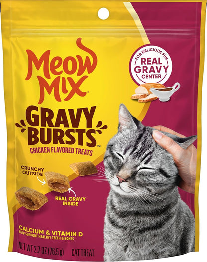 Meow Mix Gravy Bursts Chicken Flavored Cat Treats, 2.7 Oz. Bag