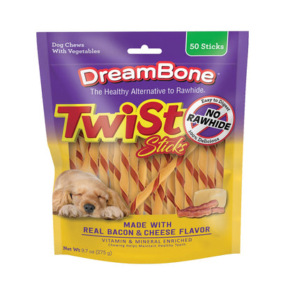 DreamBone Chicken Wrapped Twist Stick Rawhide-Free Dog Treats, 50 Count