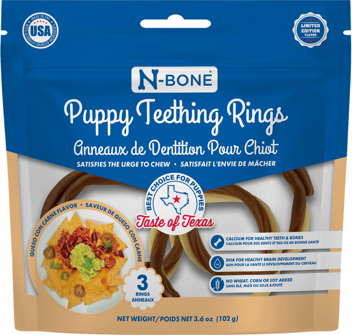 N-Bone Puppy Teething Rings, Chicken Flavor, Natural Puppy Teething Chews & Chew Treats, Helps Soothe Teething Gums, Calcium Enriched, 6 Rings