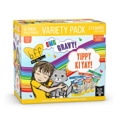 Weruva B.F.F. OMG - Best Feline Friend Oh My Gravy! Tuna & Chicken Charm Me with Tuna & Chicken in Gravy Cat Food, 3oz Pouch (Pack of 48)