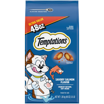 Temptations Classic Crunchy and Soft Cat Treats, Savory Salmon, 30 oz