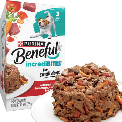 Purina Beneful IncrediBites Small Wet Dog Food in Gravy, Beef, (24) 3 oz