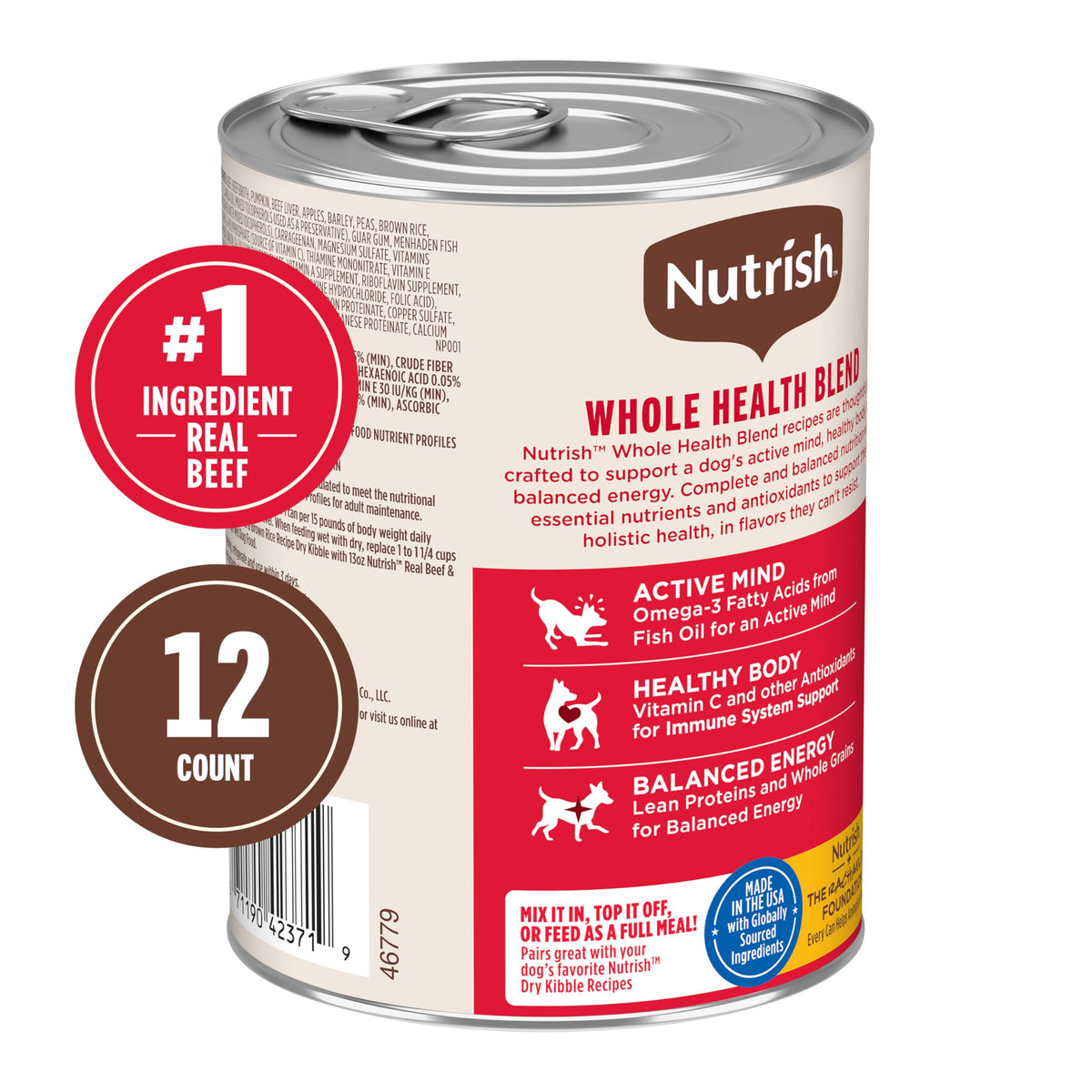 Nutrish Paté Variety Pack Wet Dog Food, 13 oz. Can, 12 Pack (Rachael Ray)