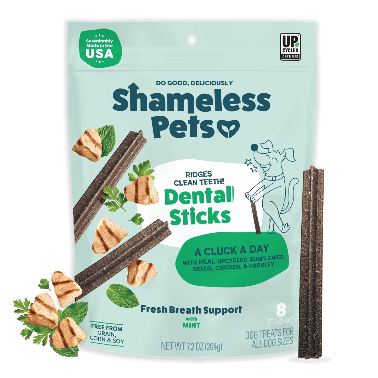 Shameless Pets Blueberry & Mint Dental Chews for Dogs, 8 Chews