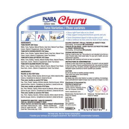 INABA Churu Cat Treats, Lickable, Squeezable Creamy Purée Cat Treat with Green Tea Extract & Taurine, 0.5 Ounces Each Tube, 20 Tubes, Chicken Variety Box