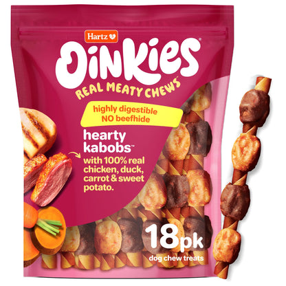 Oinkies Hearty Kabobs Rawhide‑Free Dog Treats, 36 Count, 1.1 Pound (Pack of 6)