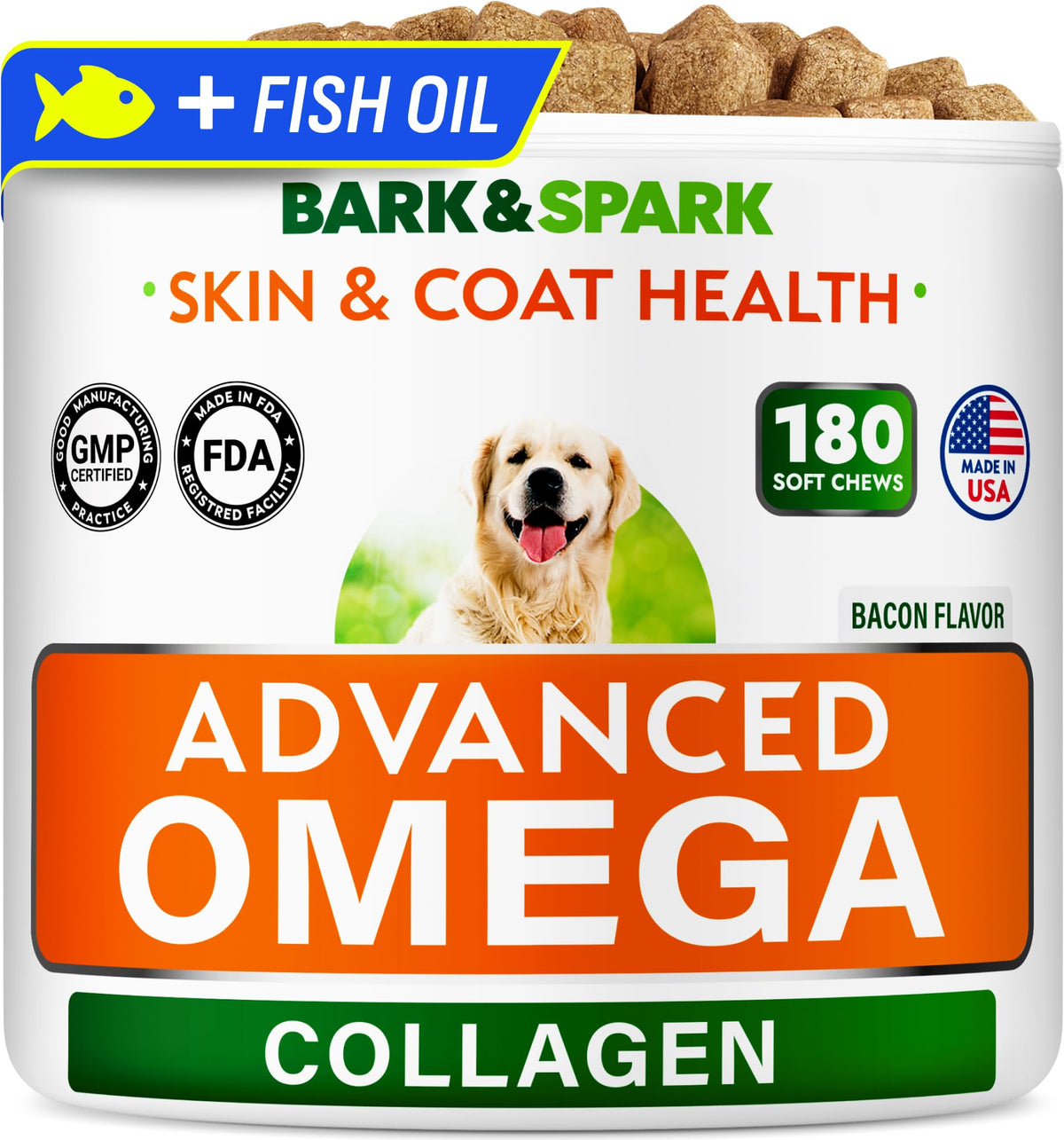 Omega 3 + Fish Oil for Dogs - Skin & Coat Support, Itch & Allergy Relief