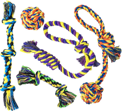 SHARLOVY Large Tough Chew Toys for Aggressive Chewers, 9 Pack Dog Rope Toys