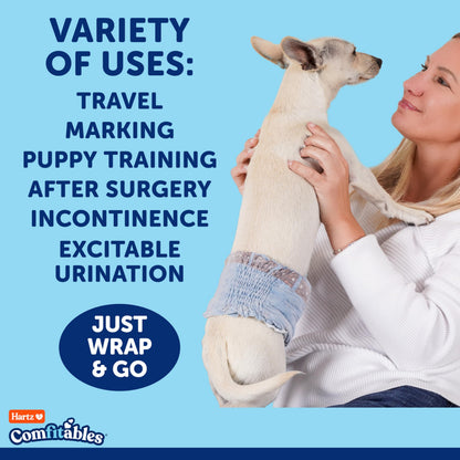 Hartz Comfitables Disposable Male Dog Wraps with Stretchy Waistband, Extra Small 12 Count