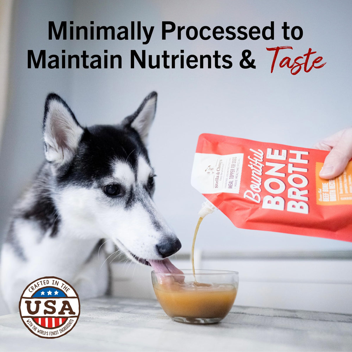 Stella & Chewy's Premium Cage-Free Chicken Bone Broth for Dogs - Joint & Gut Health Support Liquid Food Topper with Collagen & Turmeric, 16 Fl Oz Resealable Pouch