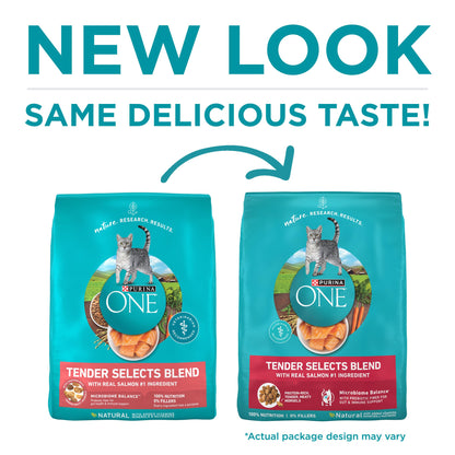 Purina ONE Natural Dry Cat Food, Tender Selects Blend with Real Salmon - 22 lb. Bag